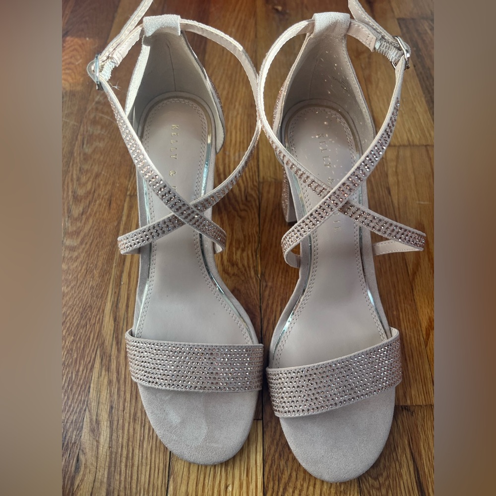 NWT Rose Gold Katie & Kelly Strappy Rhinestone High Heels Size 8M